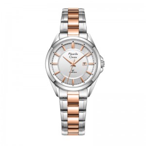 Alexandre Christie AC 8675 Silver Rosegold White Lady Datejust LDBTRSL